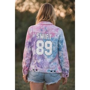 Custom NWT Taylor Swift "Swift 89" Tie-Dye Denim Jacket – Colortone – Size Small